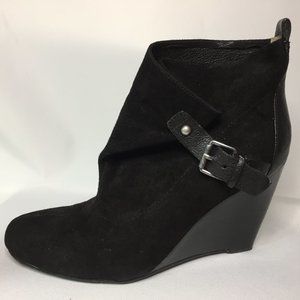 Nine West - Suede Wedge ShoeBoot Color: Black, Size: 7 1/2